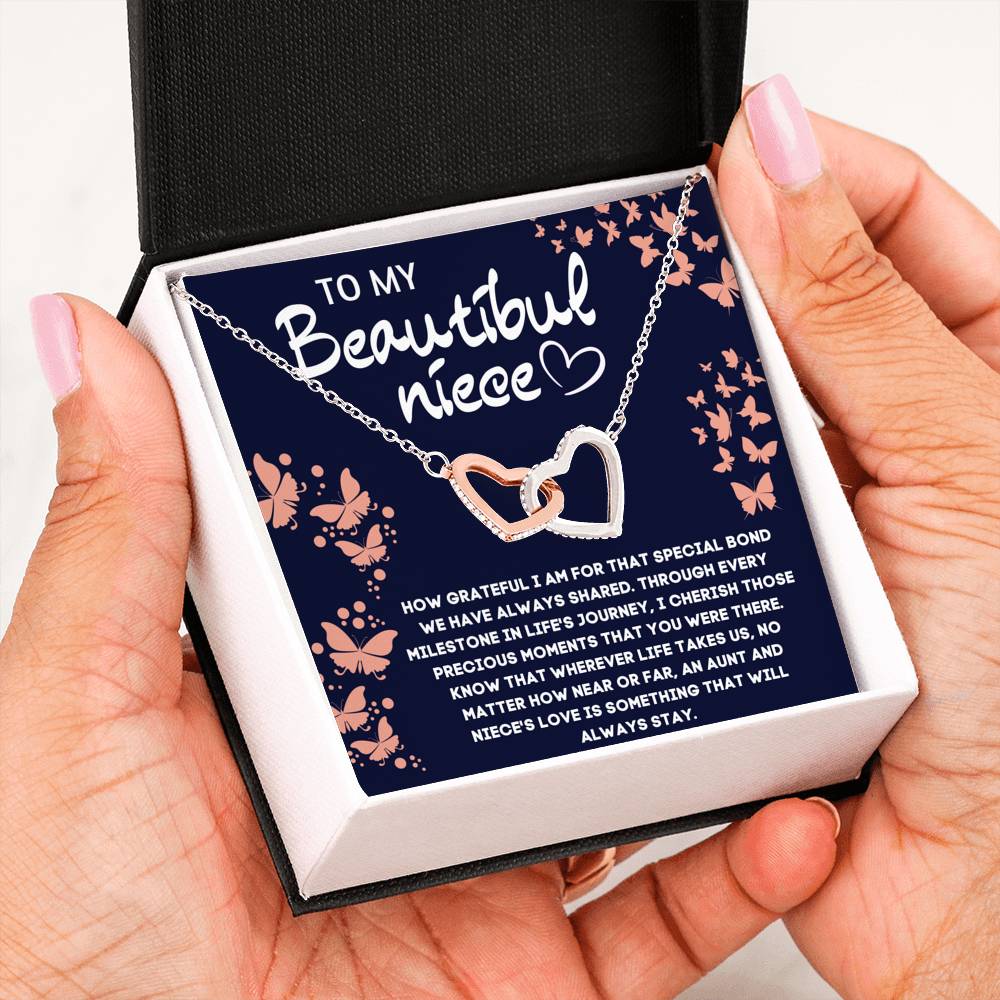 TO MY BEAUTIFUL NIECE INTERLOCKING HEART NECKLACE GIFT SET - ON CLOUD NINE GIFTS