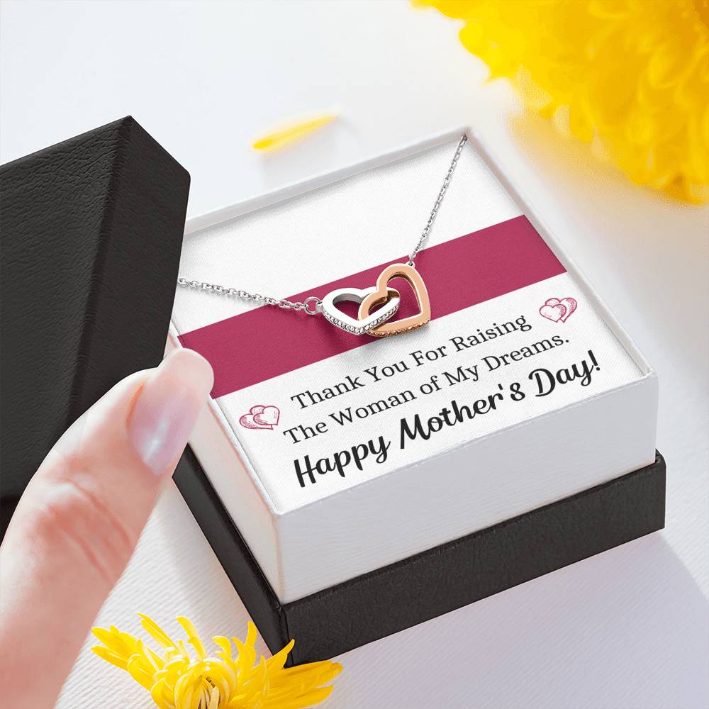 TO MY FUTURE MOTHER IN LAW WOMAN OF MY DREAMS INTERLOCKING HEARTS NECKLACE GIFT SET - ON CLOUD NINE GIFTS