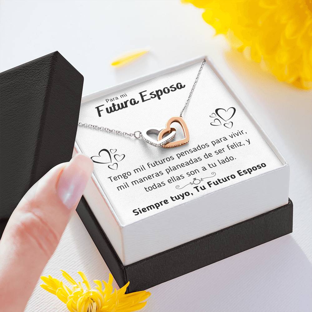 PARA MI FUTURA ESPOSA "MIL MANERAS" INTERLOCKING HEARTS NECKLACE GIFT SET - ON CLOUD NINE GIFTS