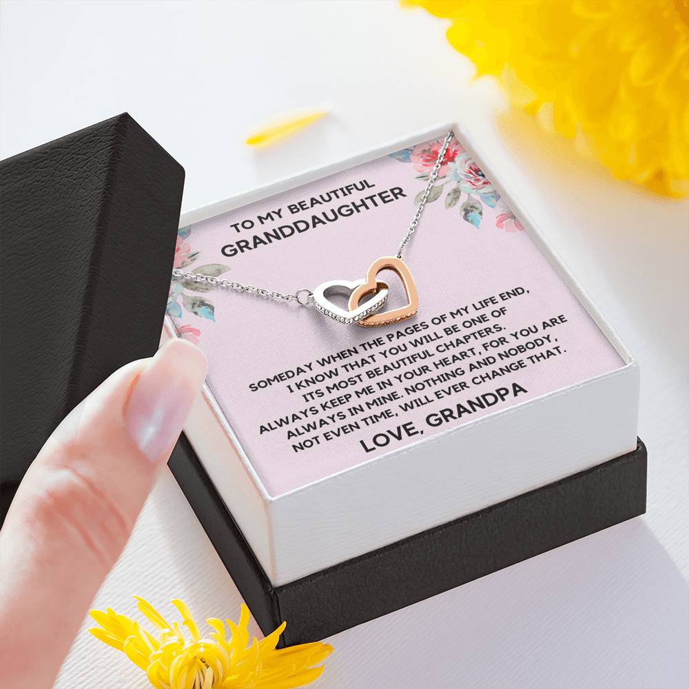 TO MY BEAUTIFUL GRANDDAUGHTER FROM GRANDPA CHAPTERS FLOWERS INTERLOCKING HEARTS NECKLACE GIFT SET - ON CLOUD NINE GIFTS