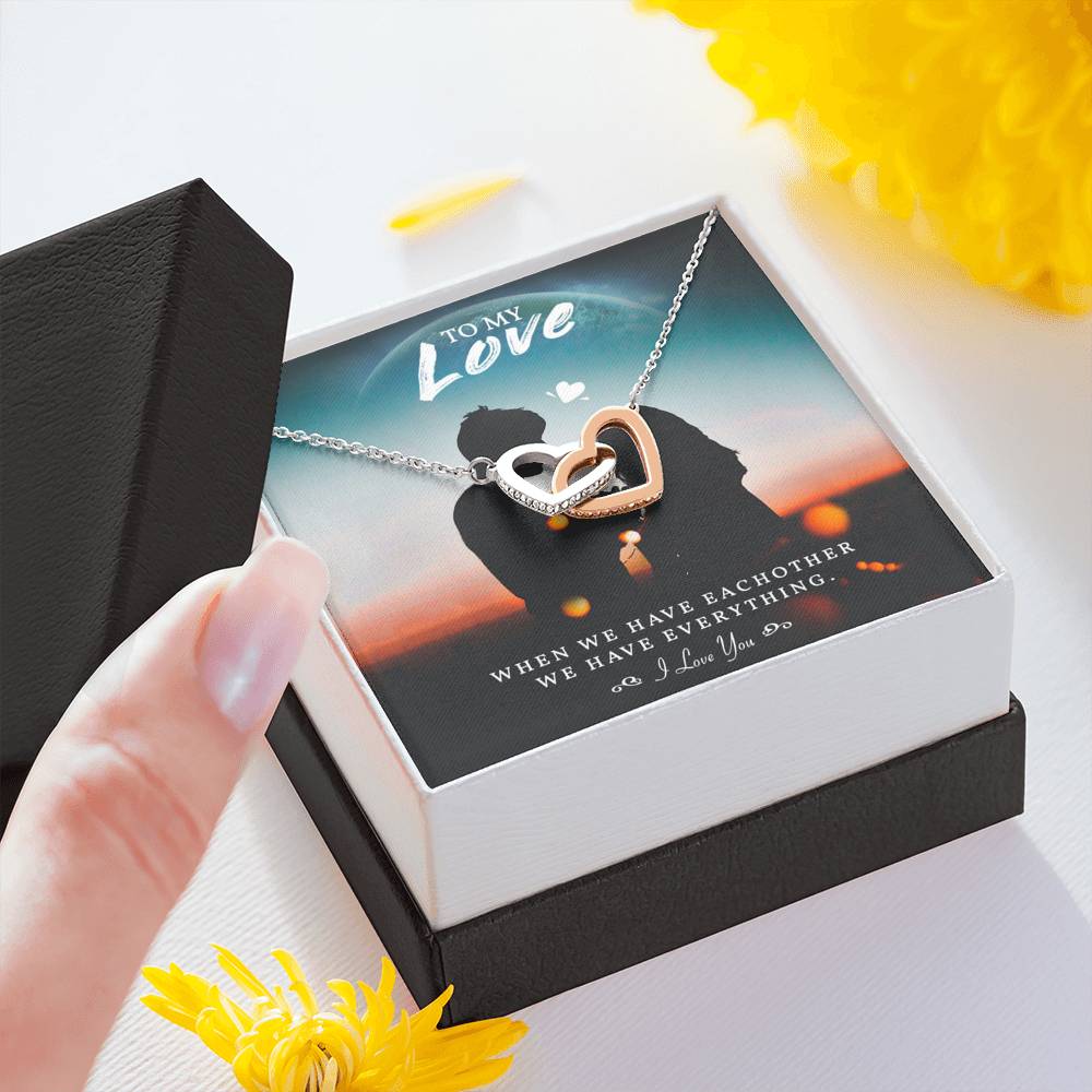 TO MY LOVE "EVERYTHING-PB" INTERLOCKING HEARTS NECKLACE GIFT SET - ON CLOUD NINE GIFTS