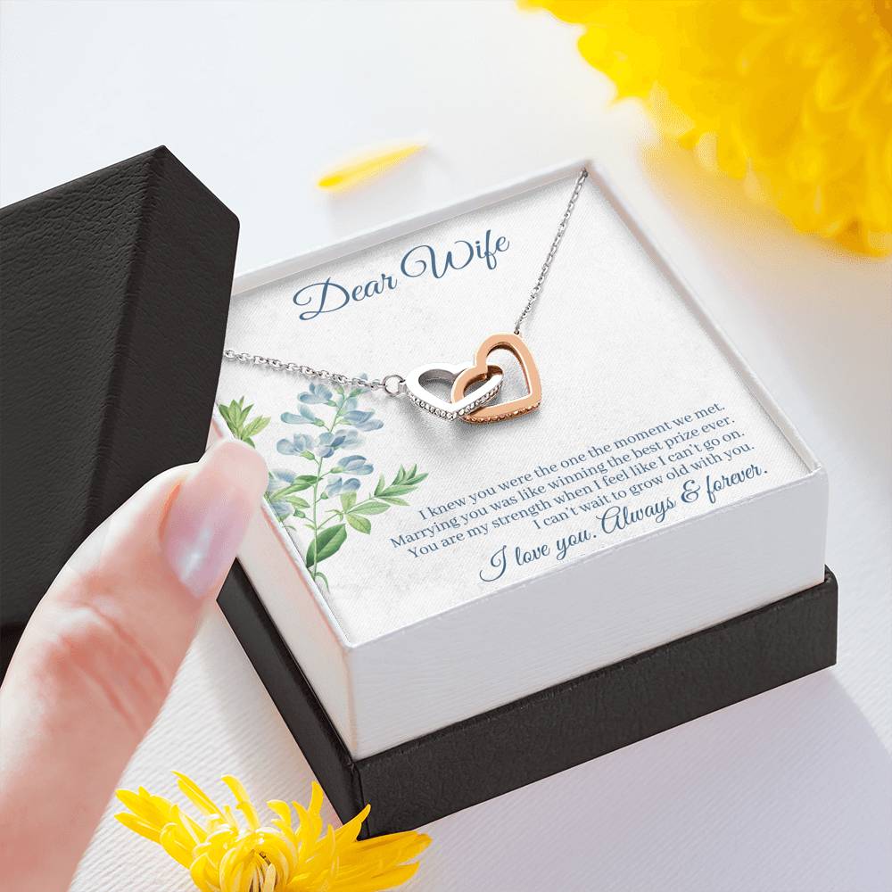 DEAR WIFE "THE ONE" INTERLOCKING HEARTS NECKLACE GIFT SET - ON CLOUD NINE GIFTS