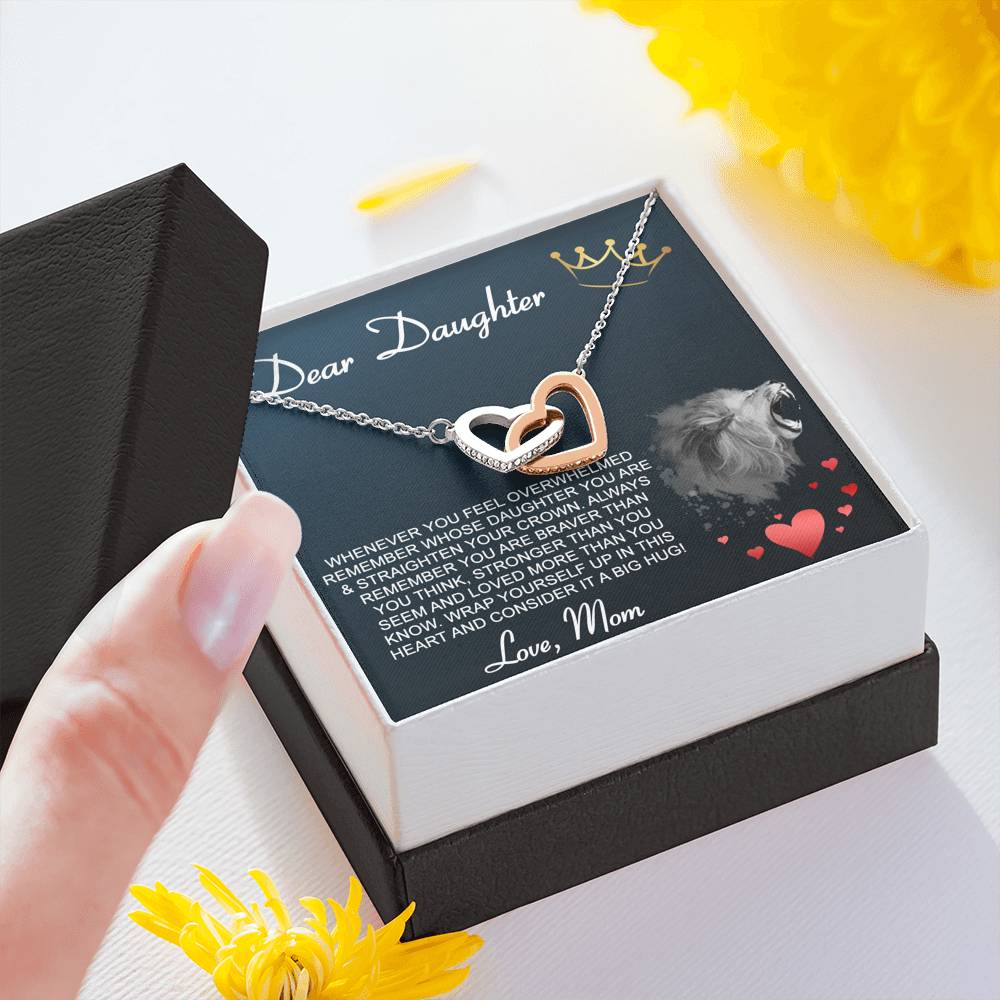 DEAR DAUGHTER "CROWN" INTERLOCKING HEARTS NECKLACE GIFT SET - ON CLOUD NINE GIFTS