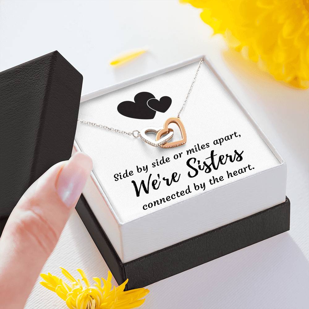 SISTERS CONNECTED BY THE HEART INTERLOCKING NECKLACE GIFT SET - ON CLOUD NINE GIFTS