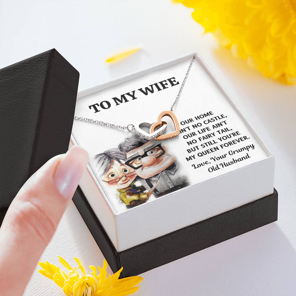TO MY WIFE "CASTLE - UP" INTERLOCKING HEARTS NECKLACE GIFT SET - ON CLOUD NINE GIFTS