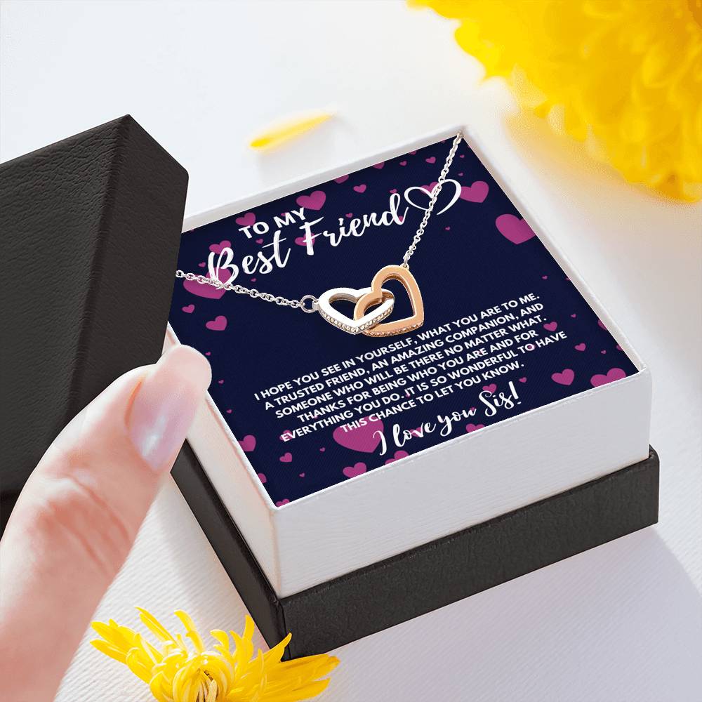 TO MY BEST FRIEND INTERLOCKING HEART NECKLACE GIFT SET - ON CLOUD NINE GIFTS