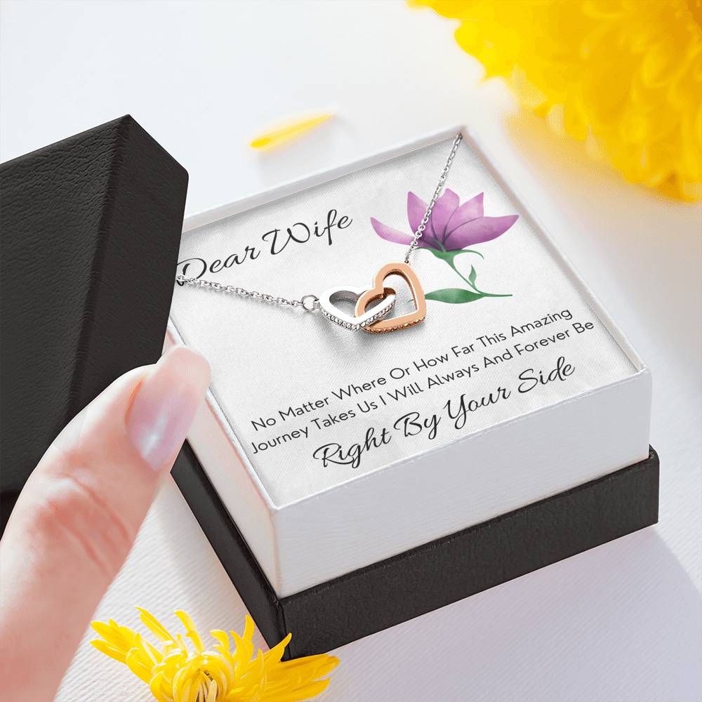 DEAR WIFE "BY YOUR SIDE" INTERLOCKING HEARTS NECKLACE GIFT SET - ON CLOUD NINE GIFTS