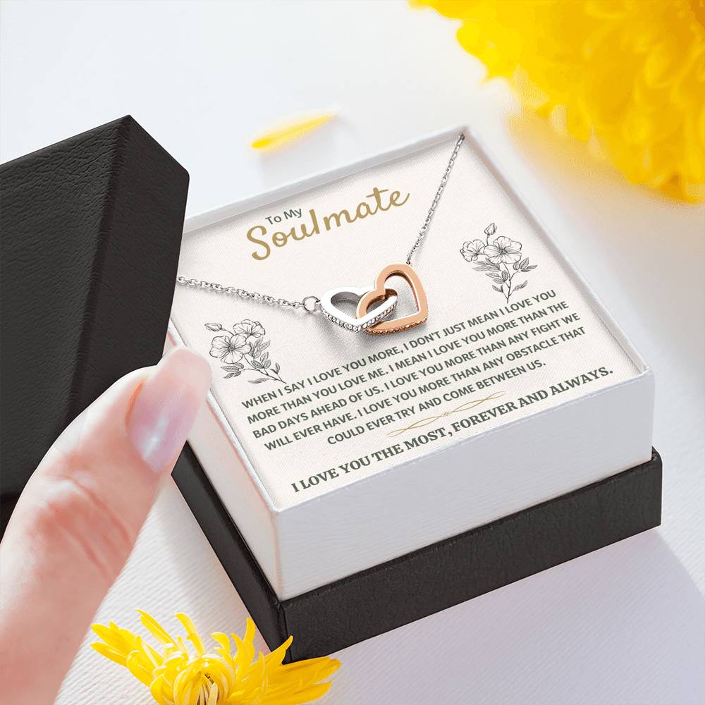 TO MY SOULMATE "THE MOST - GOLDEN" INTERLOCKING HEARTS NECKLACE GIFT SET - ON CLOUD NINE GIFTS