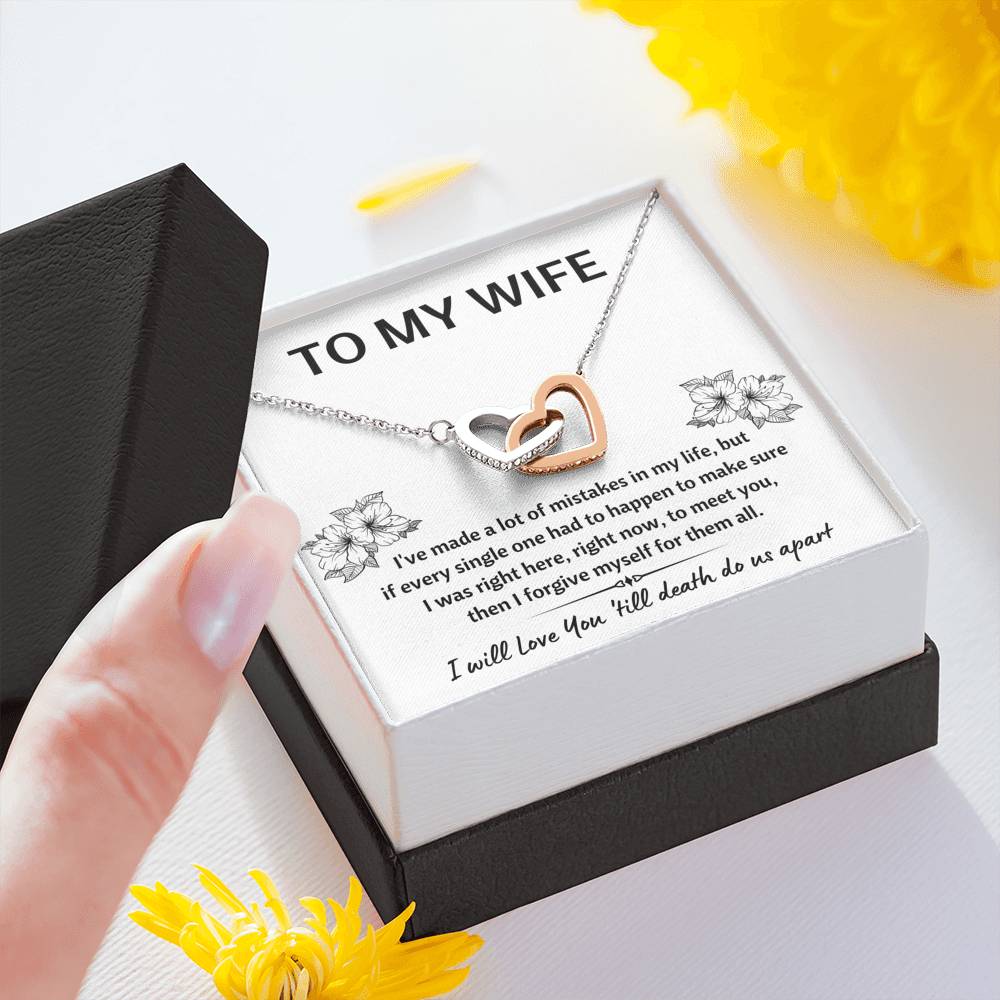 TO MY WIFE "MISTAKES" INTERLOCKING HEARTS NECKLACE GIFT SET - ON CLOUD NINE GIFTS