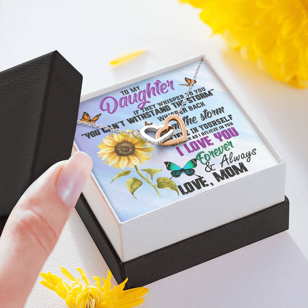 TO MY DAUGHTER "WHISPER" INTERLOCKING HEARTS NECKLACE GIFT SET - ON CLOUD NINE GIFTS