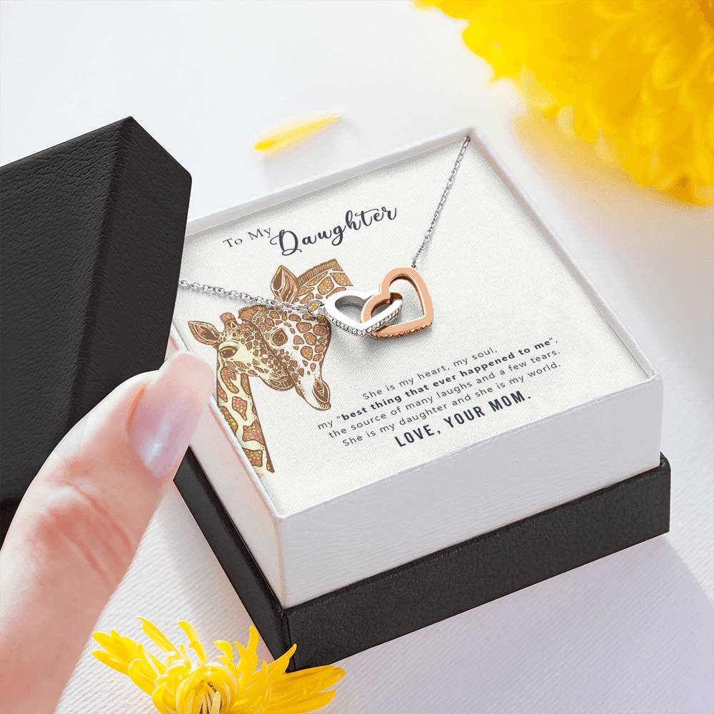TO MY DAUGHTER "MY WORLD" INTERLOCKING HEARTS NECKLACE GIFT SET - ON CLOUD NINE GIFTS