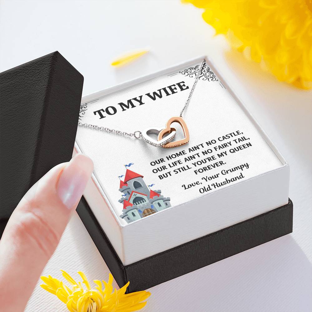 TO MY WIFE "CASTLE" INTERLOCKING HEARTS NECKLACE GIFT SET - ON CLOUD NINE GIFTS