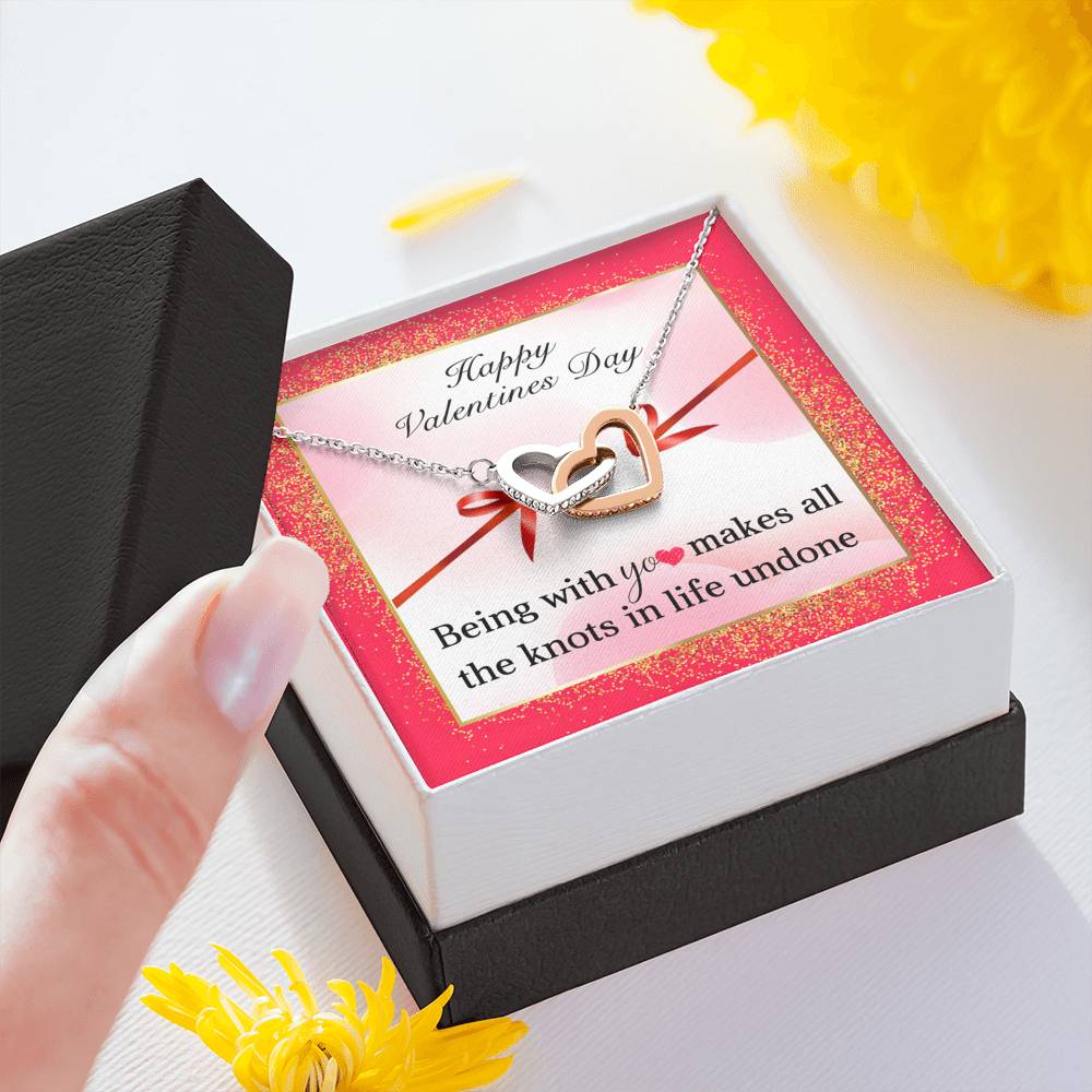 TO MY LOVE "KNOTS" INTERLOCKING HEARTS NECKLACE VALENTINES DAY GIFT SET - ON CLOUD NINE GIFTS