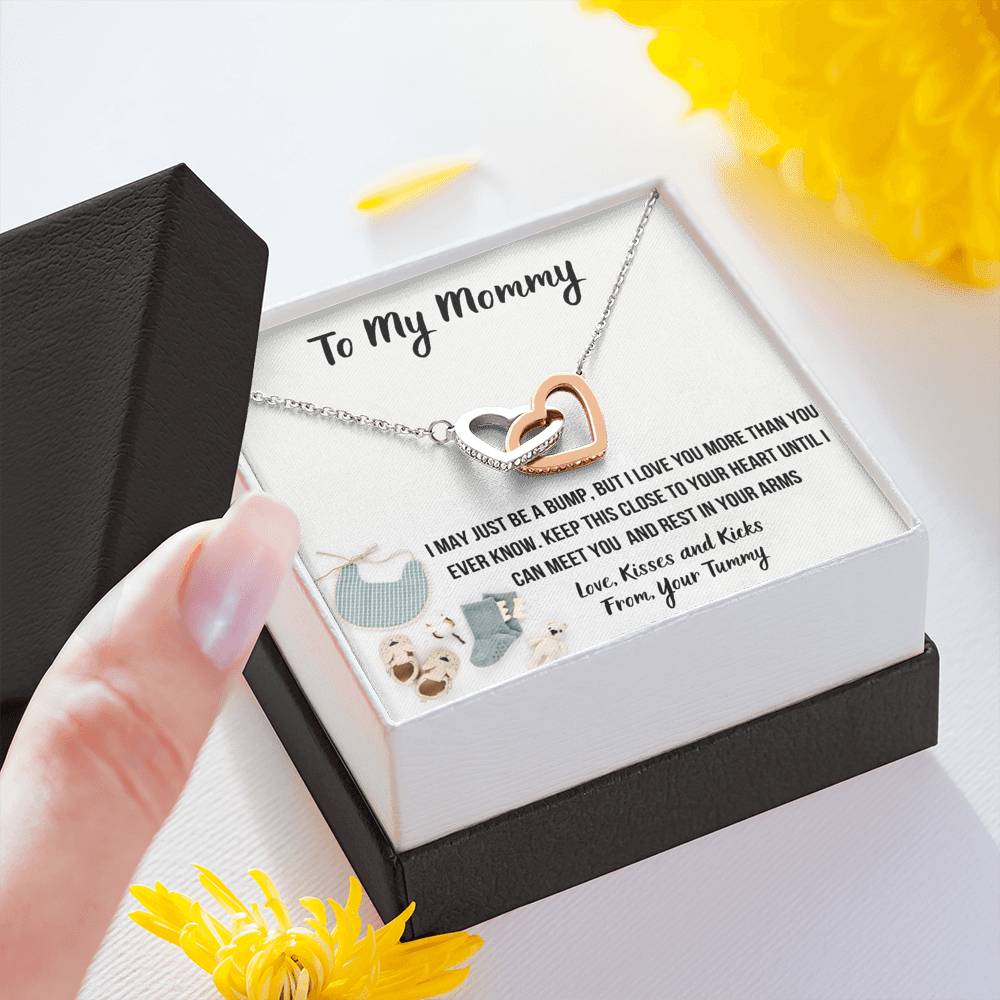 TO MY MOMMY "BABY FASHION" INTERLOCKING HEARTS NECKLACE GIFT SET - ON CLOUD NINE GIFTS