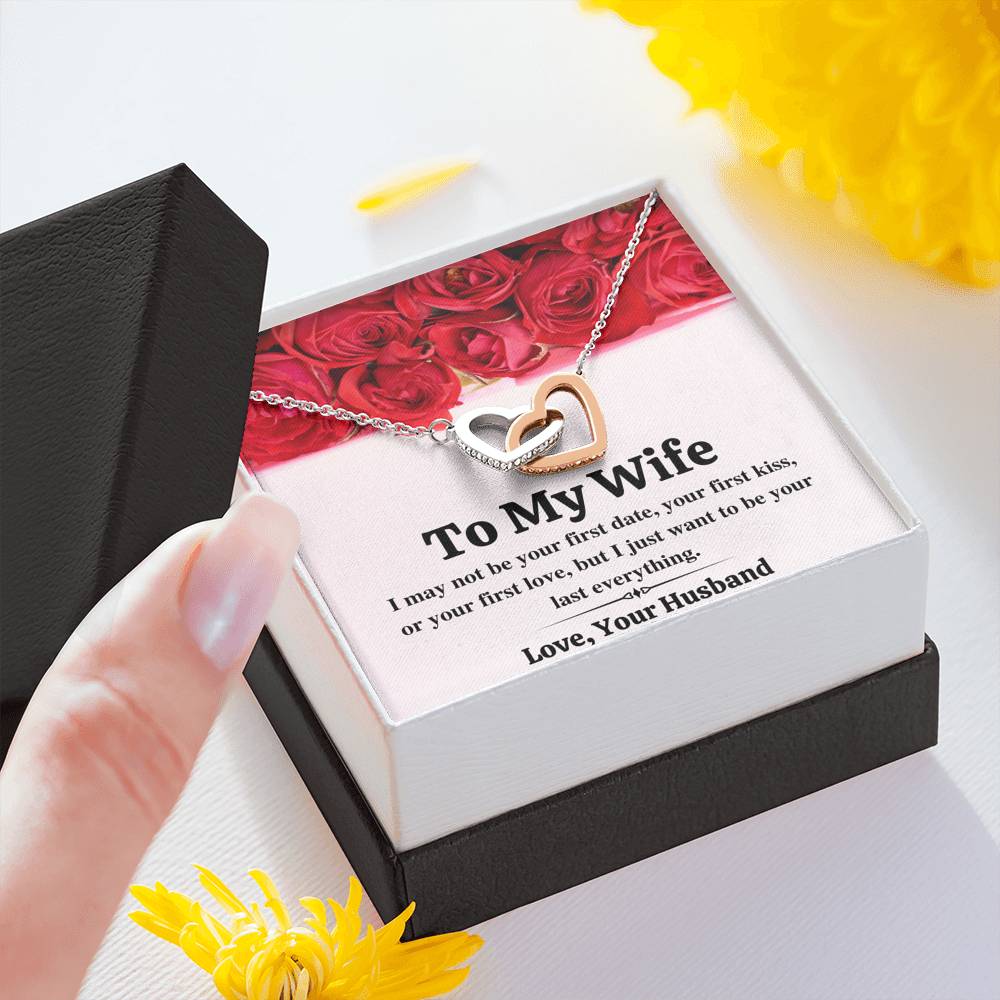 TO MY WIFE "LAST EVERYTHING - RED ROSES" INTERLOCKING NECKLACE GIFT SET - ON CLOUD NINE GIFTS