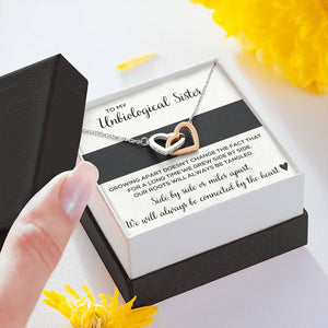 TO MY UNBIOLOGICAL SISTER "TANGLED" INTERLOCKING HEARTS NECKLACE GIFT SET - ON CLOUD NINE GIFTS