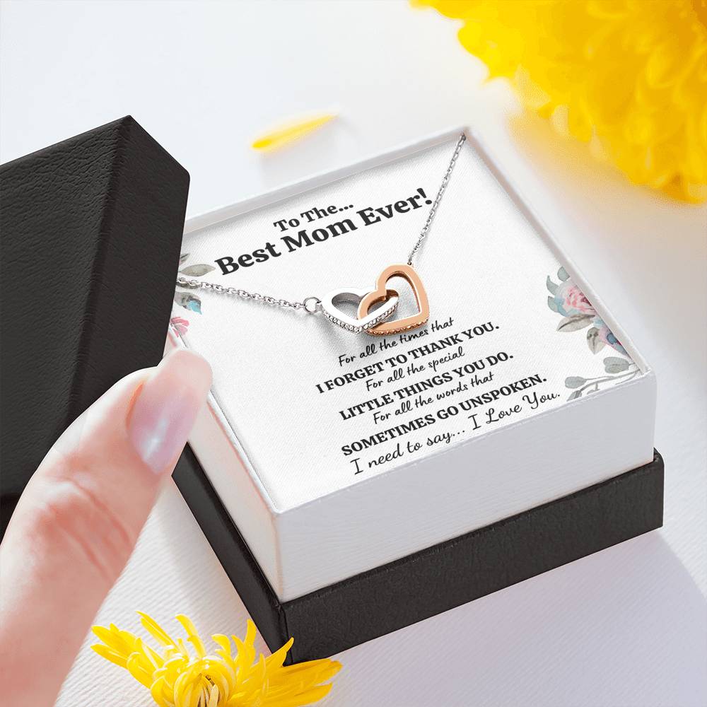 TO THE BEST MOM EVER "FOR ALL" INTERLOCKING HEARTS NECKLACE GIFT SET - ON CLOUD NINE GIFTS
