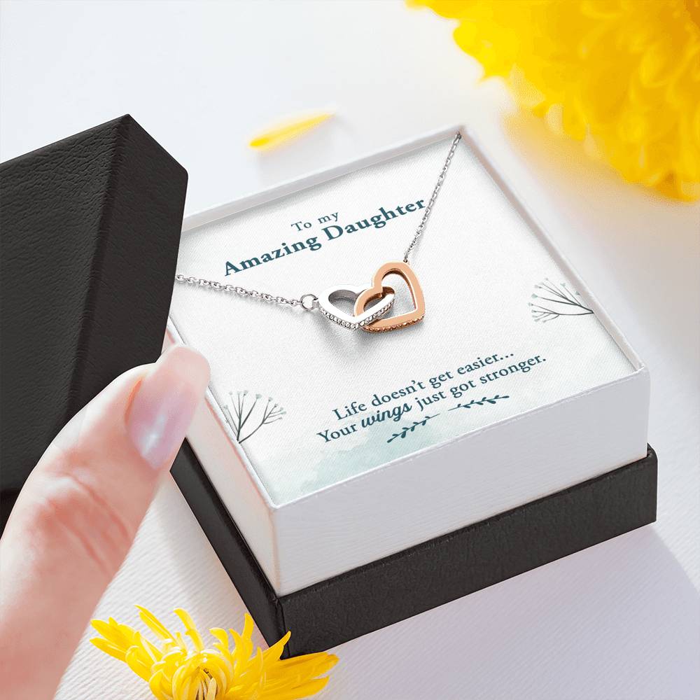 TO MY AMAZING DAUGHTER "WINGS" INTERLOCKING HEARTS NECKLACE GIFT SET - ON CLOUD NINE GIFTS