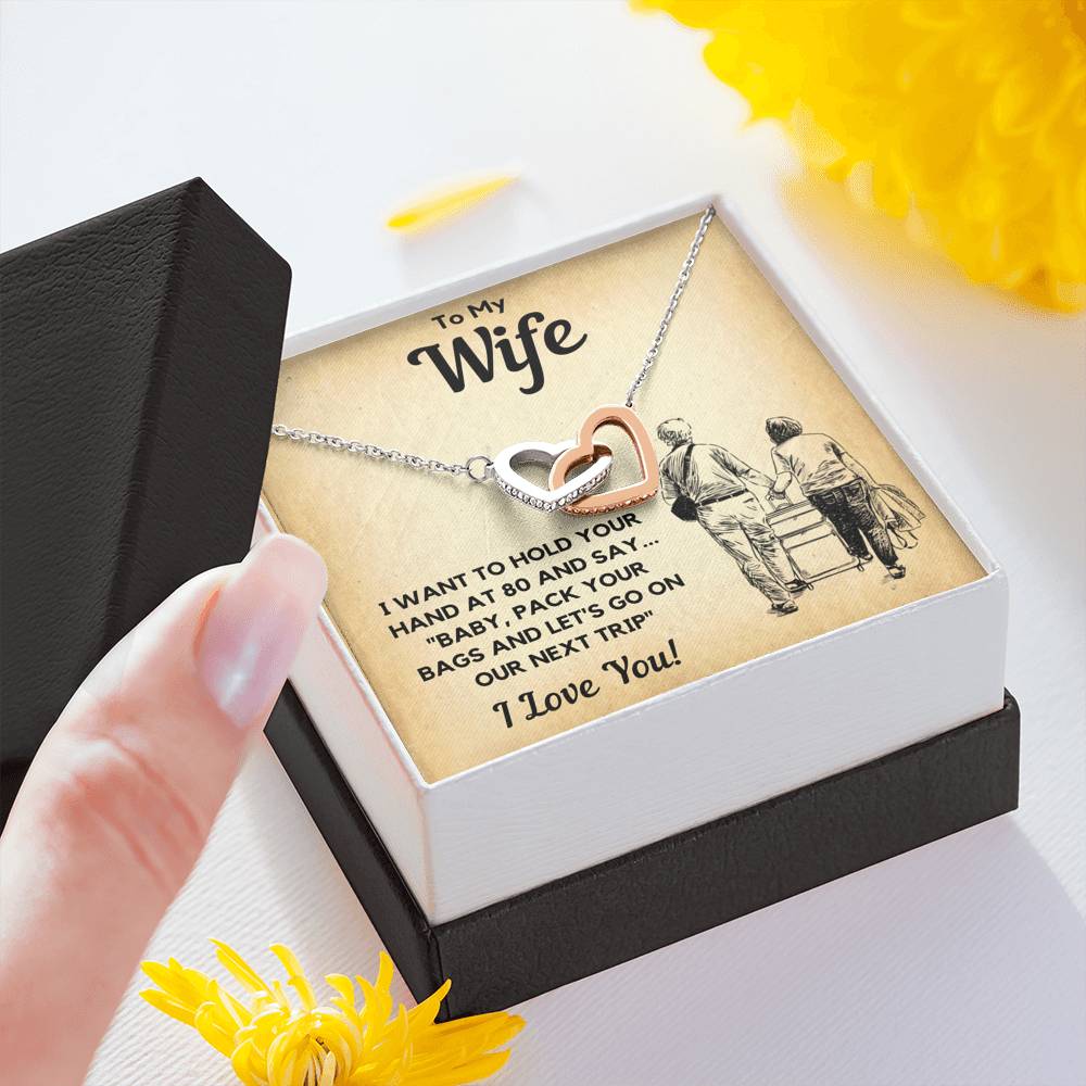 TO MY WIFE BAGS INTERLOCKING HEARTS NECKLACE GIFT SET - ON CLOUD NINE GIFTS