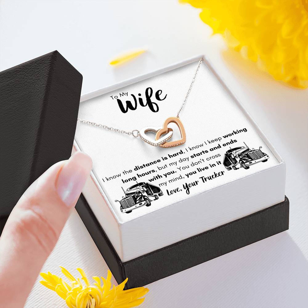 TO MY WIFE "LOVE, YOUR TRUCKER" INTERLOCKING NECKLACE GIFT SET - ON CLOUD NINE GIFTS