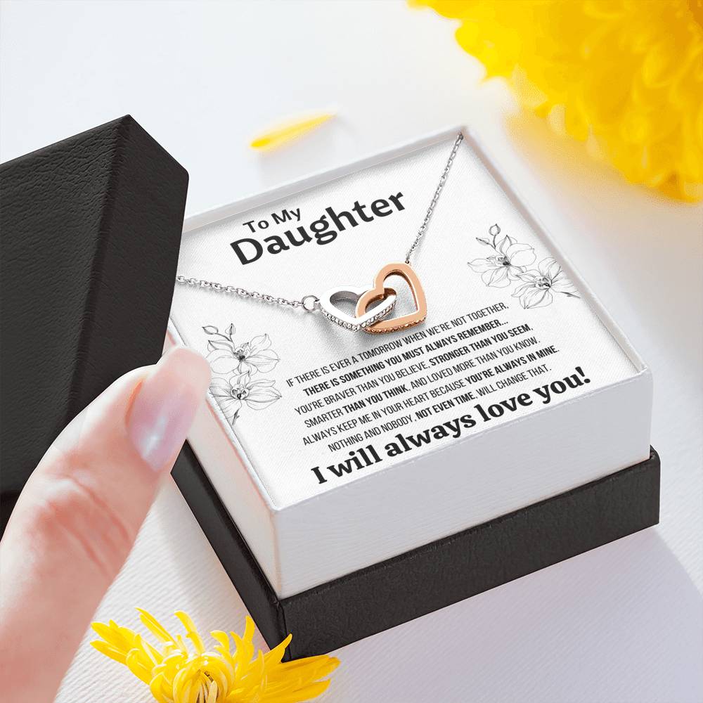 TO MY DAUGHTER "NOT EVEN TIME" INTERLOCKING HEARTS NECKLACE GIFT SET - ON CLOUD NINE GIFTS