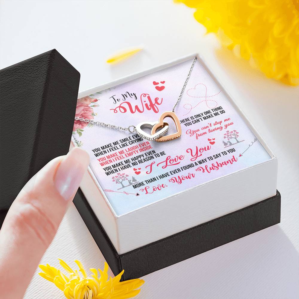 TO MY WIFE "EVEN WHEN" INTERLOCKING HEARTS NECKLACE GIFT SET - ON CLOUD NINE GIFTS