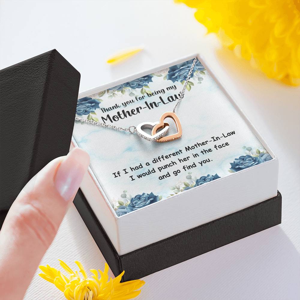 TO MY MOTHER IN LAW "PUNCH-SO" INTERLOCKING HEARTS NECKLACE GIFT SET - ON CLOUD NINE GIFTS