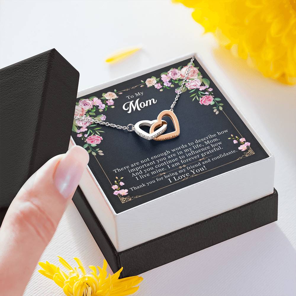 TO MY MOM "ENOUGH WORDS-SO" INTERLOCKING HEARTS NECKLACE GIFT SET - ON CLOUD NINE GIFTS