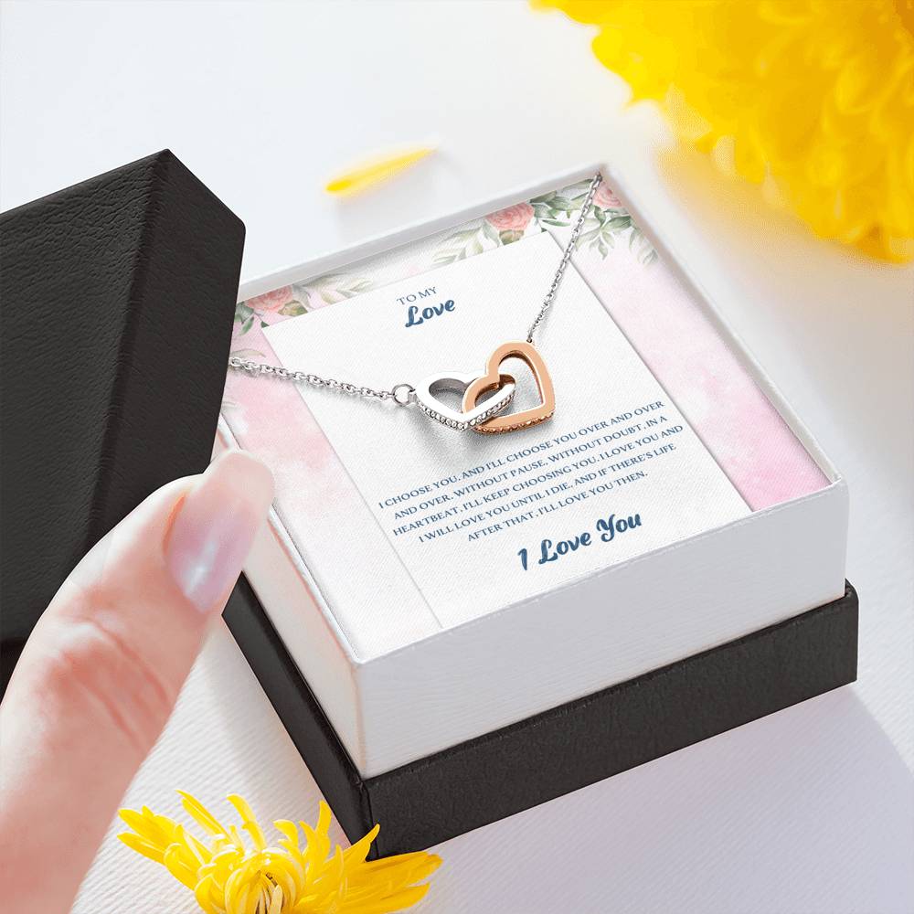 TO MY LOVE "CHOOSE-PB" INTERLOCKING HEARTS NECKLACE GIFT SET - ON CLOUD NINE GIFTS