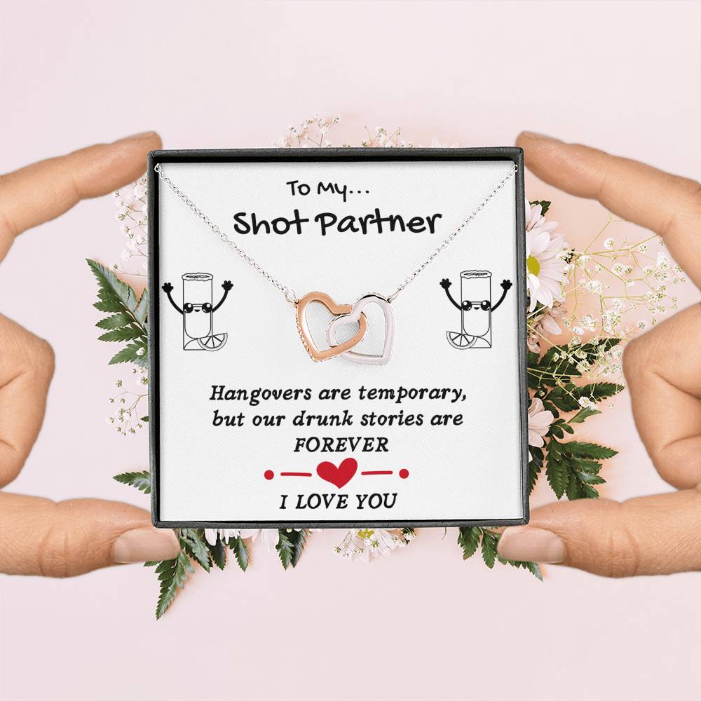 TO MY SHOT PARTNER INTERLOCKING NECKLACE | MESSAGE CARD | GIFT BOX - ON CLOUD NINE GIFTS