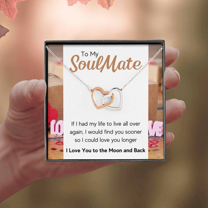 TO MY SOULMATE "LOVE YOU LONGER" INTERLOCKING NECKLACE GIFT SET - ON CLOUD NINE GIFTS