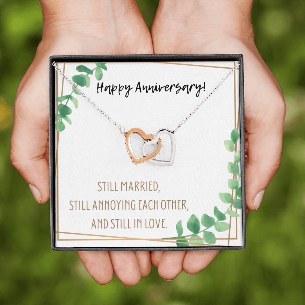 HAPPY ANNIVERSARY INTERLOCKING NECKLACE | MESSAGE CARD | GIFT BOX - ON CLOUD NINE GIFTS