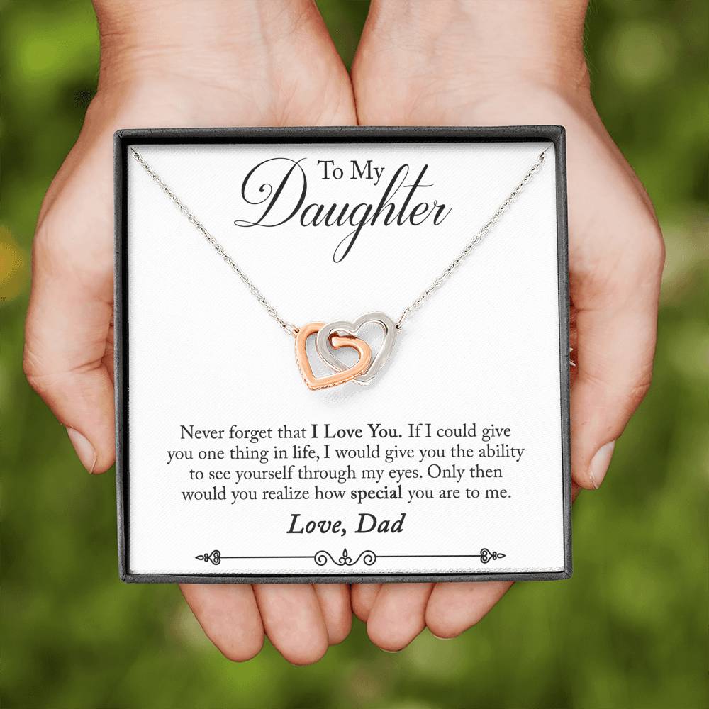 TO MY DAUGHTER "ONE THING - SO" INTERLOCKING HEARTS NECKLACE GIFT SET - ON CLOUD NINE GIFTS