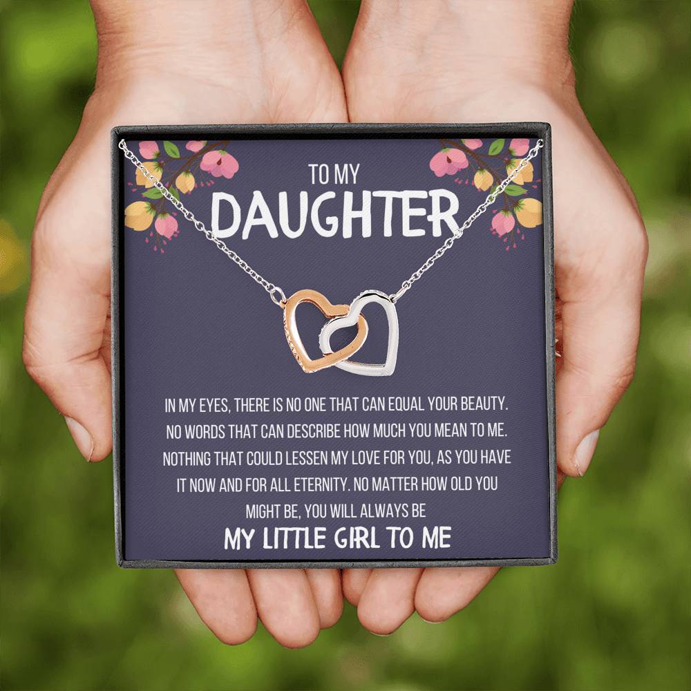 TO MY DAUGHTER "MY LITTLE GIRL TO ME" INTERLOCKING NECKLACE GIFT SET - ON CLOUD NINE GIFTS