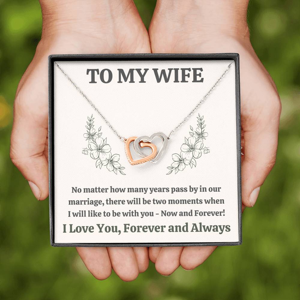 TO MY WIFE "MOMENTS" INTERLOCKING HEARTS NECKLACE GIFT SET - ON CLOUD NINE GIFTS