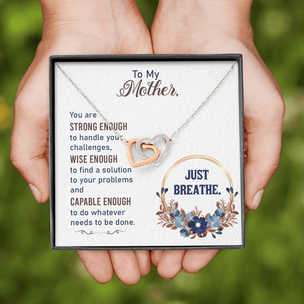 TO MY MOTHER "BREATHE-SO" INTERLOCKING HEARTS NECKLACE GIFT SET - ON CLOUD NINE GIFTS