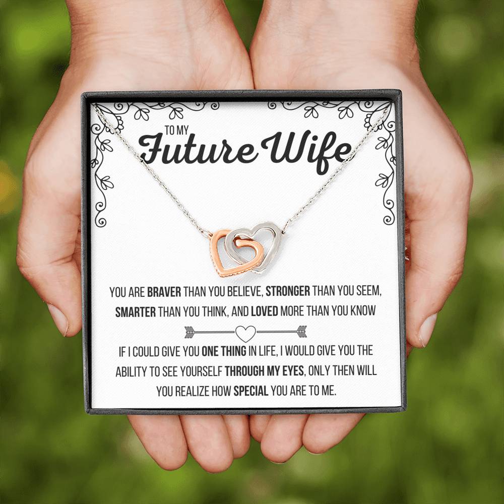 TO MY FUTURE WIFE "LOVED MORE THAN YOU KNOW" INTERLOCKING HEARTS NECKLACE GIFT SET - ON CLOUD NINE GIFTS