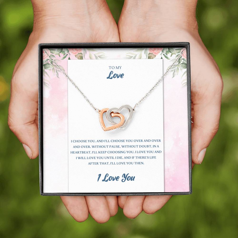 TO MY LOVE "CHOOSE-PB" INTERLOCKING HEARTS NECKLACE GIFT SET - ON CLOUD NINE GIFTS