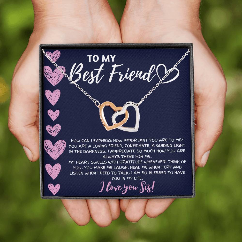 TO MY BEST FRIEND "BLESSED TO HAVE YOU IN MY LIFE" INTERLOCKING HEART GIFT SET - ON CLOUD NINE GIFTS