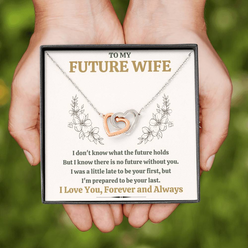 TO MY FUTURE WIFE "LATE" INTERLOCKING HEARTS NECKLACE GIFT SET - ON CLOUD NINE GIFTS
