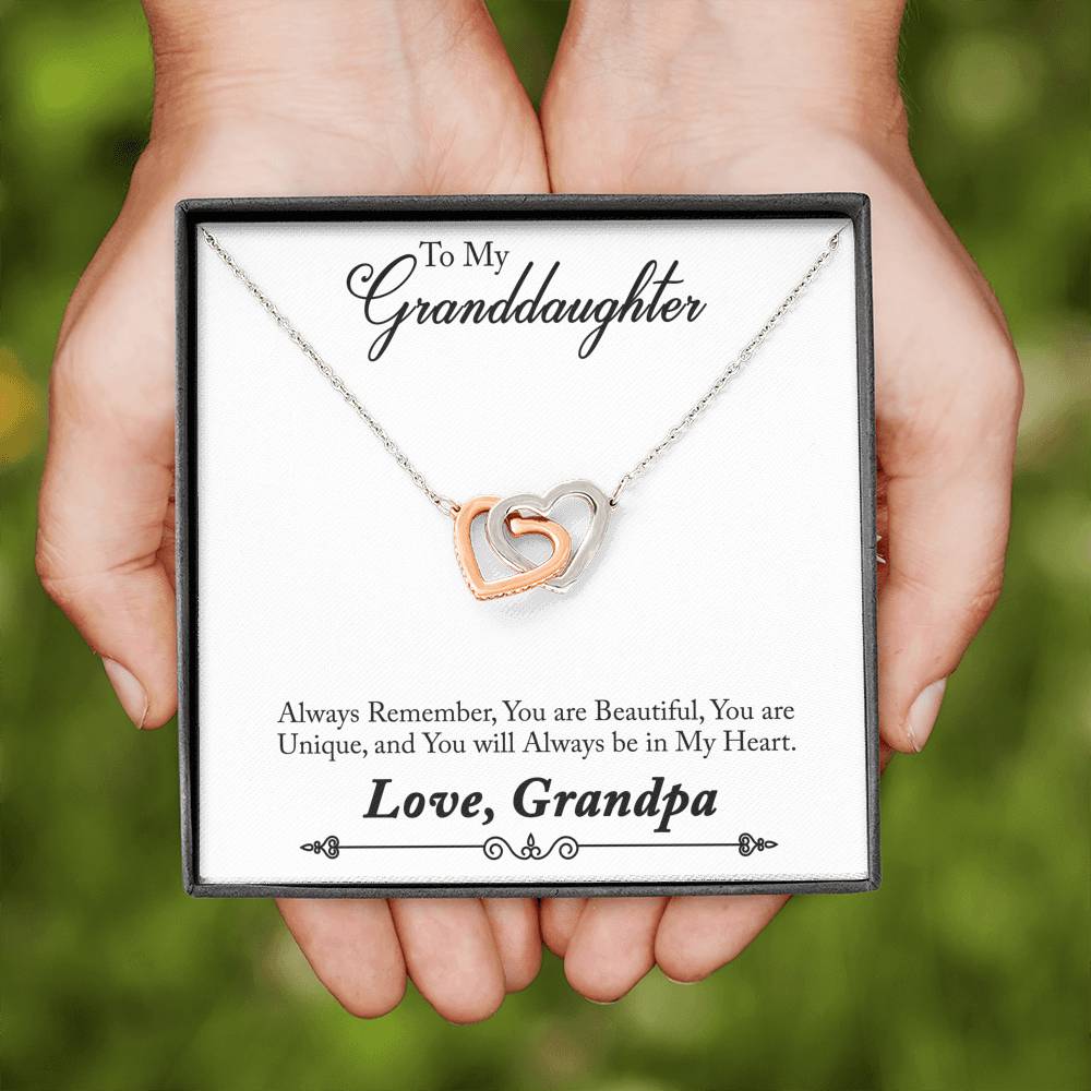 TO MY GRANDDAUGHTER "ALWAYS REMEMBER - SO" INTERLOCKING HEARTS NECKLACE GIFT SET - ON CLOUD NINE GIFTS