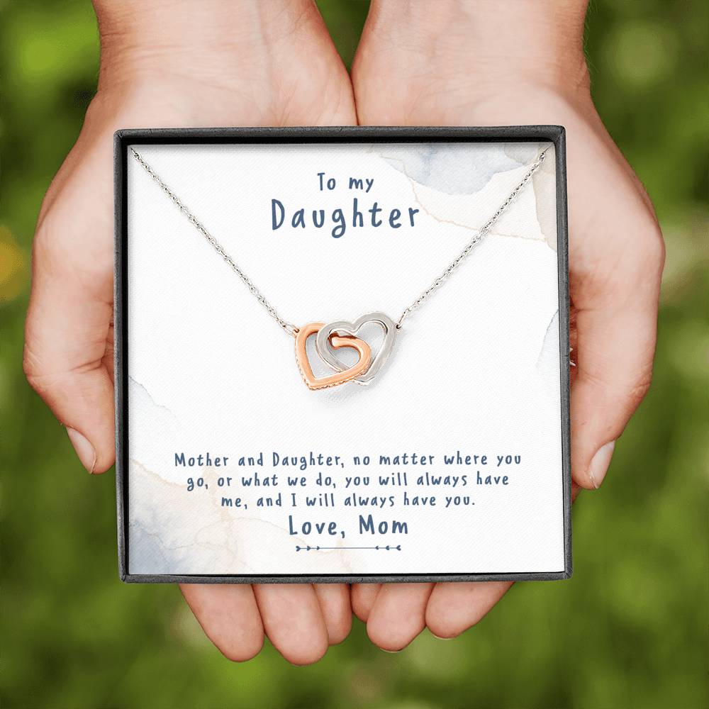 TO MY DAUGHTER "NO MATTER" INTERLOCKING HEARTS NECKLACE GIFT SET - ON CLOUD NINE GIFTS