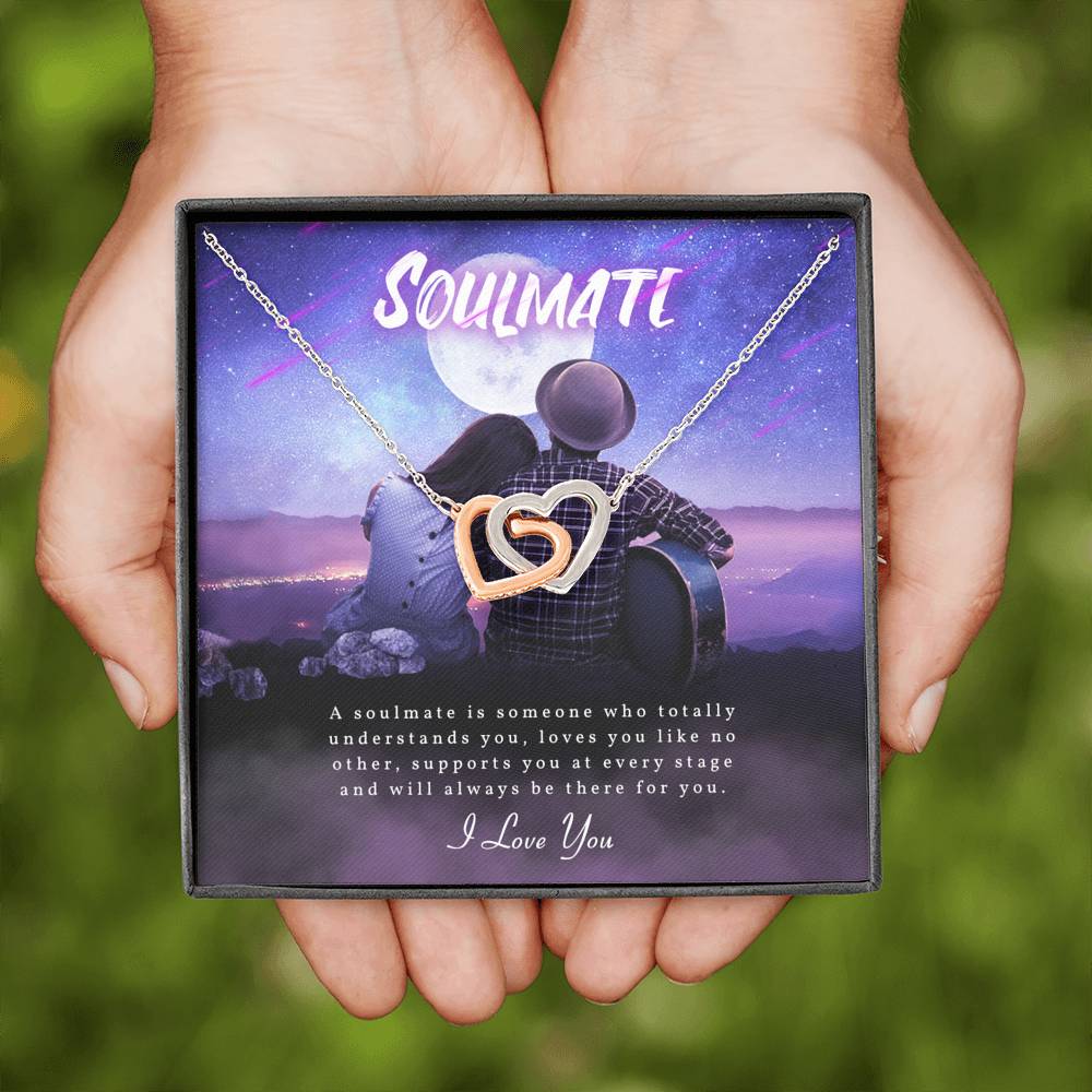 TO MY SOULMATE "SOMEONE-PB" INTERLOCKING HEARTS NECKLACE GIFT SET - ON CLOUD NINE GIFTS