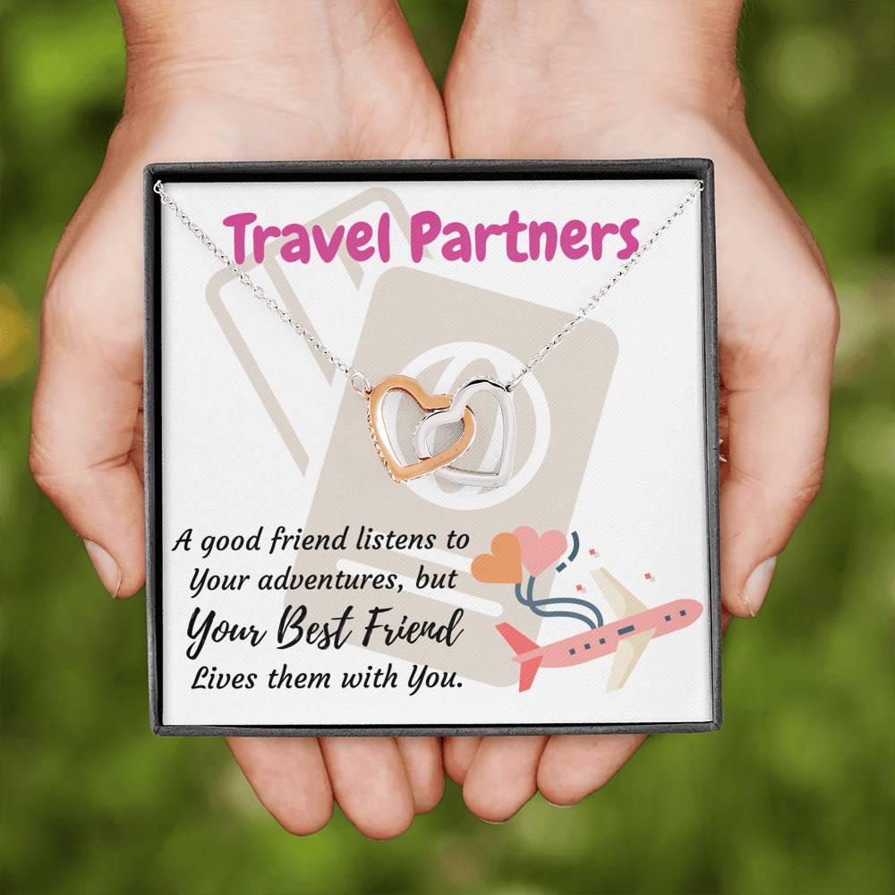 TRAVEL PARTNERS INTERLOCKING NECKLACE | MESSAGE CARD & GIFT BOX - ON CLOUD NINE GIFTS