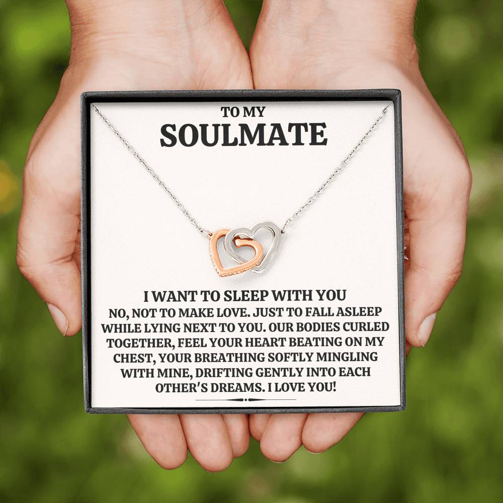 TO MY SOULMATE "SLEEP WITH YOU" INTERLOCKING HEARTS NECKLACE GIFT SET - ON CLOUD NINE GIFTS