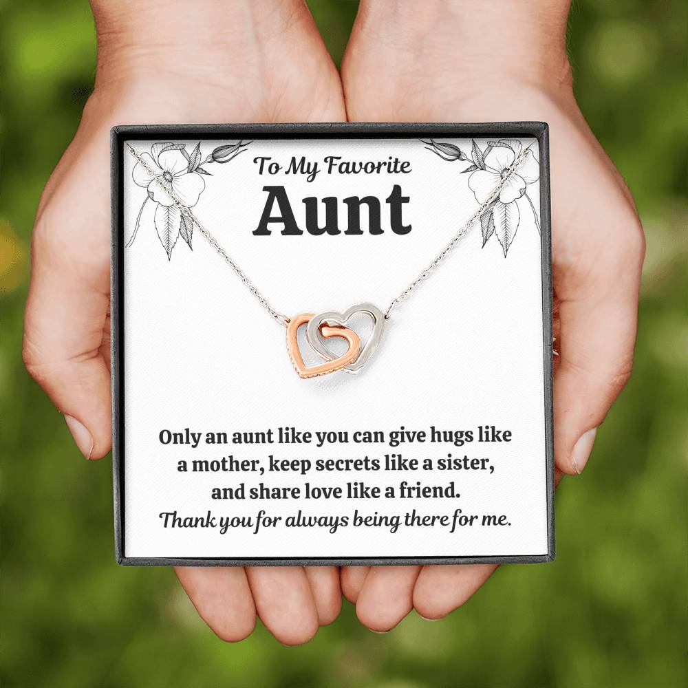 TO MY FAV AUNT "LIKE" INTERLOCKING HEARTS NECKLACE GIFT SET - ON CLOUD NINE GIFTS