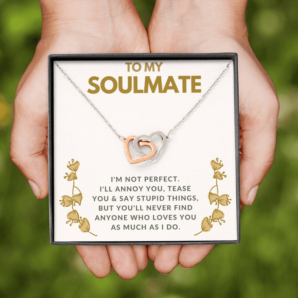 TO MY SOULMATE "TEASE YOU" INTERLOCKING HEARTS NECKLACE GIFT SET - ON CLOUD NINE GIFTS