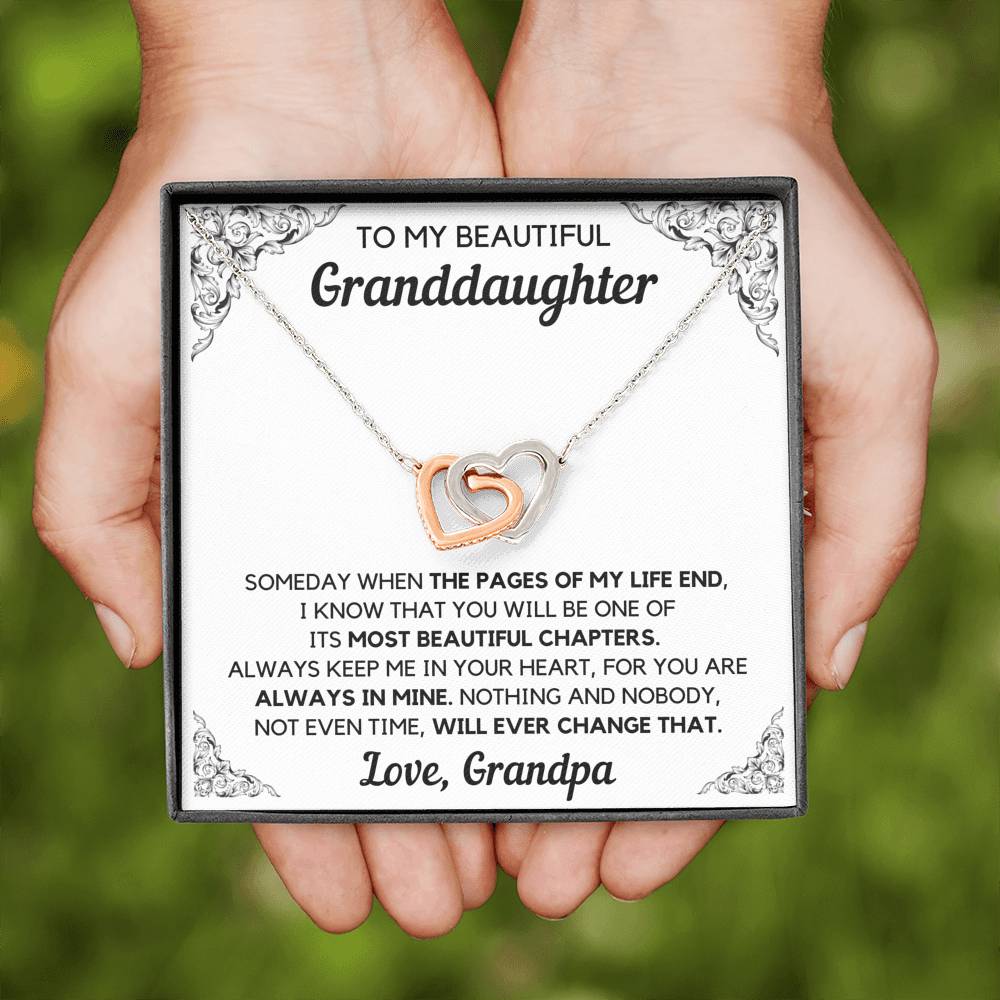 TO MY BEAUTIFUL GRANDDAUGHTER FROM GRANDPA CHAPTERS INTERLOCKING HEARTS NECKLACE GIFT SET - ON CLOUD NINE GIFTS