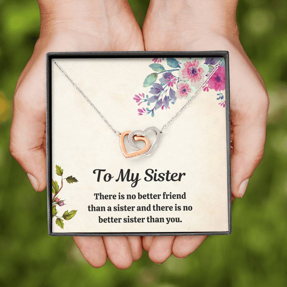 TO MY SISTER "FRIEND" INTERLOCKING HEARTS NECKLACE GIFT SET - ON CLOUD NINE GIFTS