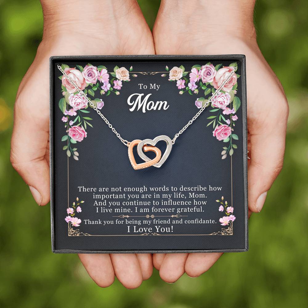 TO MY MOM "ENOUGH WORDS-SO" INTERLOCKING HEARTS NECKLACE GIFT SET - ON CLOUD NINE GIFTS